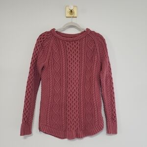 L.L. Bean Signature Cable Knit Sweater Women XS Mauve 100% Cotton Fishermen